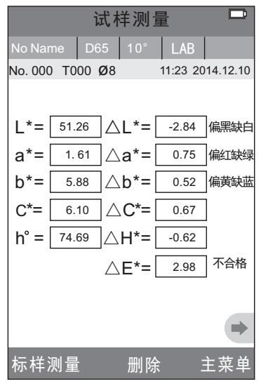 色差儀測(cè)量界面